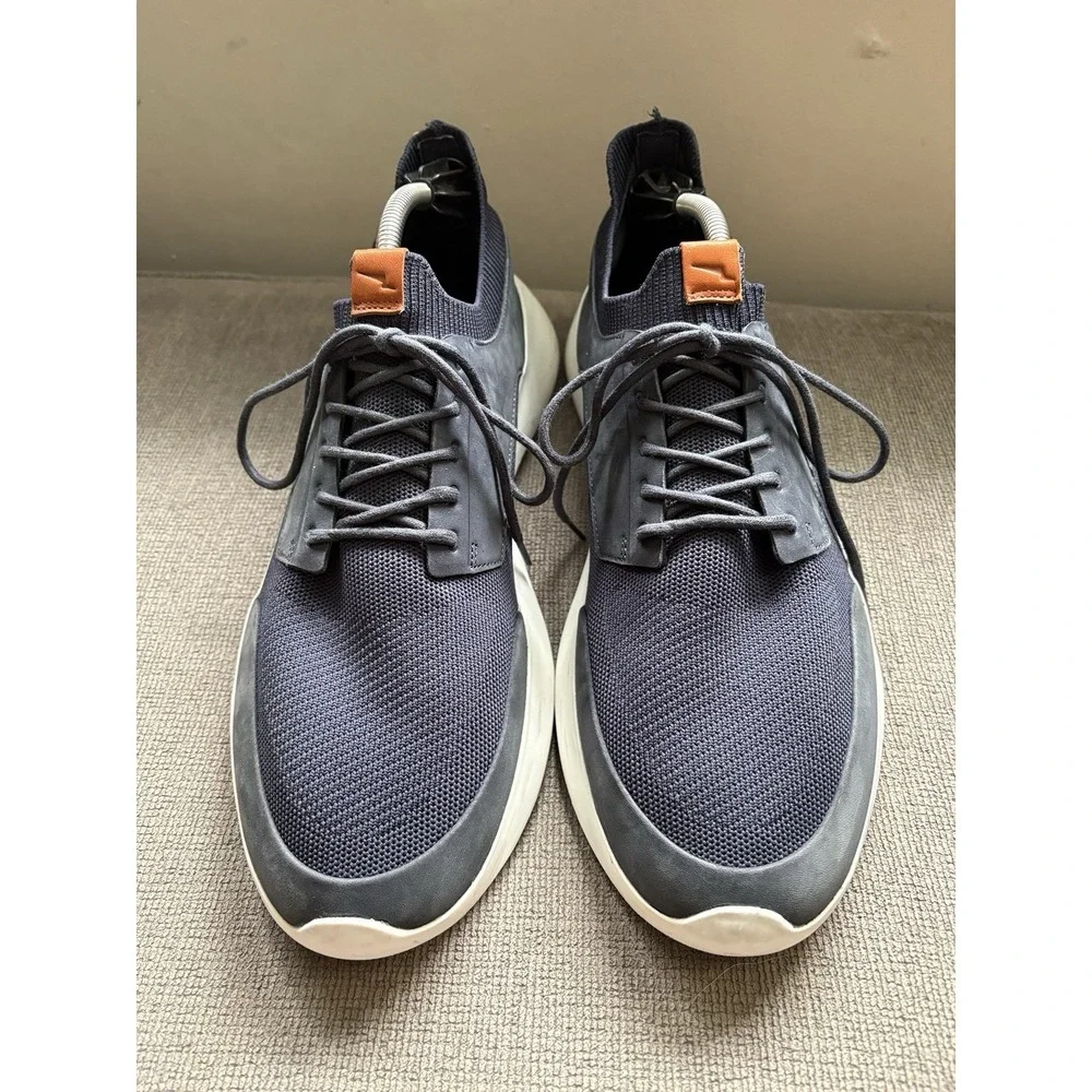 Wolf & Shepherd Toro Swiftknit Derby Casual Shoes Navy Blue Lace Up Leather Mesh